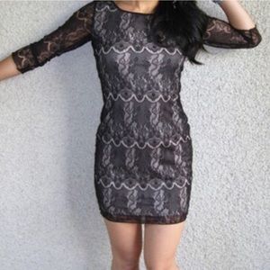 Lace Dress with Nude Underlay